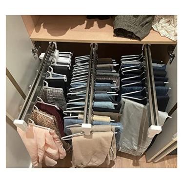 Imagem de 5sssallefaa Cabide de guarda-roupa para pendurar 30 a 80 cm, suporte para calças, para uso doméstico, branco, aço inoxidável, trilho deslizante (tamanho: 400 mm/15,7 polegadas) ()