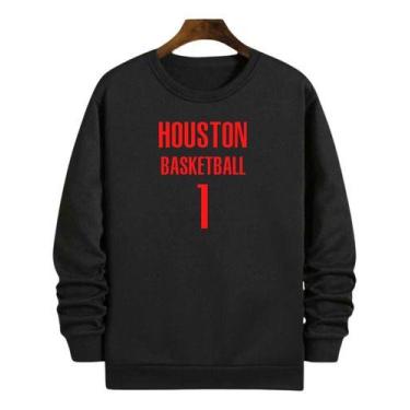 Imagem de Blusa Moletom Gola Basquete Houston Basketball Número 1 - Loja Click C