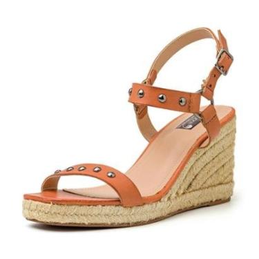 Imagem de Sandália Ana Bela Pierrô salto juta plataforma couro legítimo cor rusty-Feminino