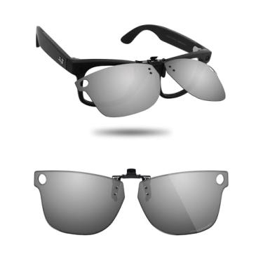 Imagem de Fiskr Óculos de sol polarizados clip-on flip up antirreflexo proteção UV para Ray-Ban Meta Wayfarer RW4012 (Gen 2) 53 mm - ajuste compacto - prata metálica