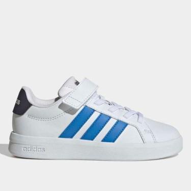 Imagem de Tênis Infantil Adidas Grand Court 3.0, Branco, Azul, 29