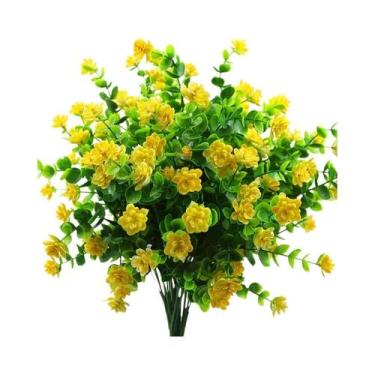 Imagem de Plantas Artificiais Resistentes a UV, 4 Pacotes De Flores Plásticas Pa