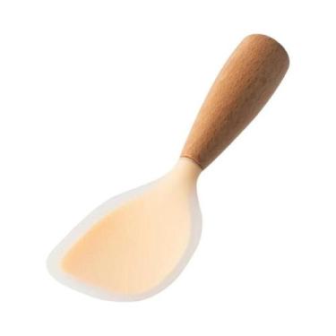 Imagem de Colher De Silicone Com Cabo De Madeira Resistente a Altas Temperaturas