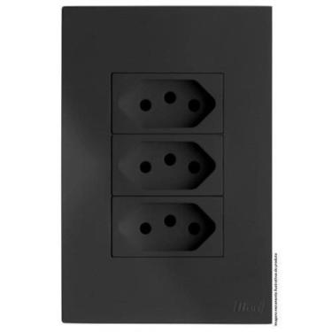 Imagem de Cj Tomada Tripla 10A 4X2 - Recta Home Grafite Satin Fosco