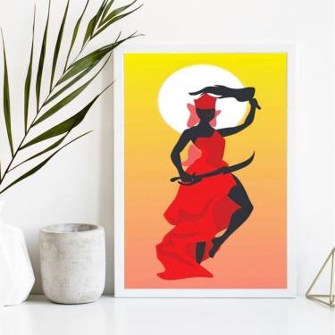 Imagem de Quadro Orixá Iansã Candomblé 33x24cm Moldura Branca