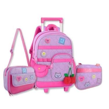 Imagem de Mochila com Lancheira e Estojo Juju Teofilo Kit Escolar Meninas-Feminino