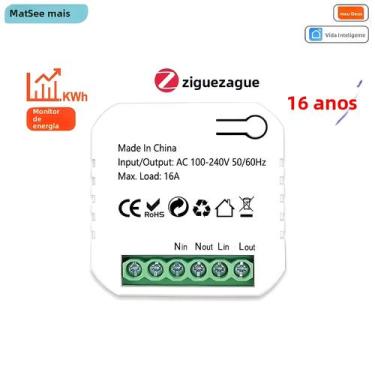 Imagem de Módulo De Relé De Tomada Inteligente ZigBee 16A Com Monitor De Energia