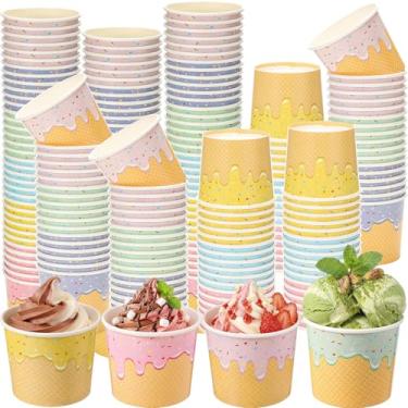 Imagem de Jingmore 120 tigelas de sorvete, copos de papel para sorvete, recipientes de 10 ml, 6 cores, tigelas de sudae descartáveis para sobremesa, iogurte congelado, aniversário, verão, chá de bebê
