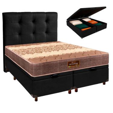 Imagem de Kit Cama Box Bau + Cabeceira + Colchão Casal D26 - Ortophedic - Sankonfort