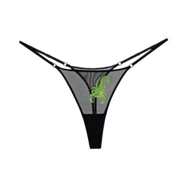 Imagem de Tanga Feminina Sexy Transparente De Renda E Tule Com Cintura Baixa, Es
