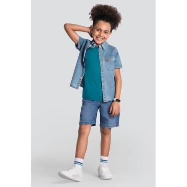 Imagem de Bermuda infantil menino em jeans Brandili, 6, Azul