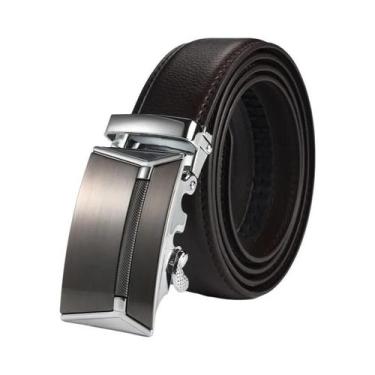 Imagem de Cinto De Couro De Luxo Masculino Com Fivela Automática, Tamanho Grande