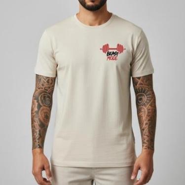 Imagem de Camiseta Masculina Personalizada Malha Nobre Toque Macio Off White Camisa Exclusiva Roupa Treino-Masculino