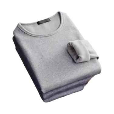 Imagem de Camiseta Térmica Masculina De Veludo Grosso E Quente, Manga Comprida, 
