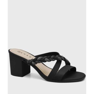 Imagem de Tamanco Feminino Salto Grosso Trançado Ramarim Preto-37129, 35, Preto