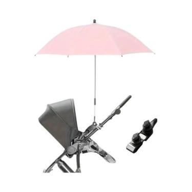 Imagem de Guarda-Sol Ajustável Com Proteção UV E Clampe Para Bicicletas, Carrinh