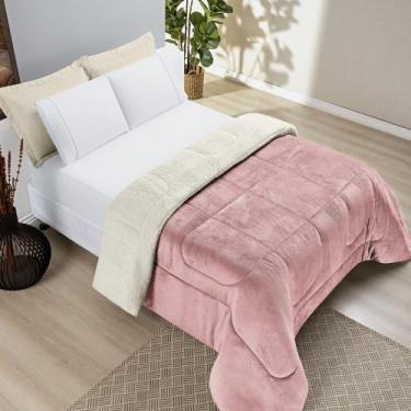 Imagem de Kit Coberdrom Edredom Sherpa Queen Dupla Face Pele de Carneiro + Jogo 