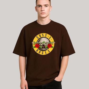 Imagem de Camiseta Oversized Guns N' Roses Rock Algodão Unissex - Genérica, Marr