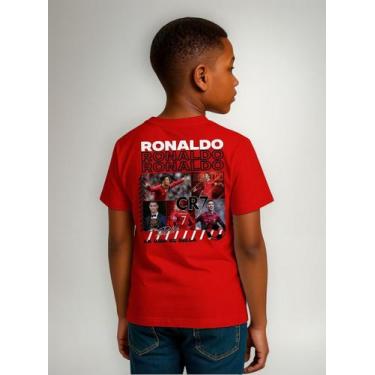 Imagem de Camiseta Cr7 Infantil Cristiano Ronaldo Futebol Robozão - Outras, Verm