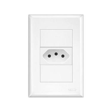 Imagem de Tomada Padrão 2P+T 10A Com Placa Evidence - FAME, Branco, 250V