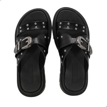 Imagem de Tamanco Feminino Moleca Fivela Tachas Preto