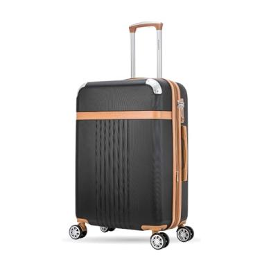 Imagem de SANTINO Mala de Viagem Media 23kg Rígida ABS 4 Rodas 360º com TSA Leve Resistente Flexível Antifurto Preta tamanho 24 polegadas