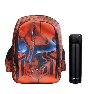 Imagem de Kit Mochila Escolar Infantil Spider Man e Garrafa de Água 97826 400ml Preta - ABCD