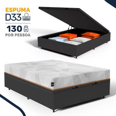 Imagem de Cama Box Baú com Colchão de Espuma D33 Enrolado Sonno Full - Umaflex Casal 138cm