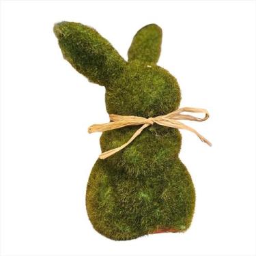 Imagem de Coelho Verde Sentado Com Laço Decoração de Páscoa 14cm - TOK