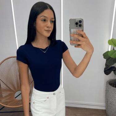 Imagem de Body Juvenil Meninas Manga Curta, Fechamento Botão de Pressão COR:Azul