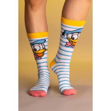 Imagem de Meia Par Disney Pato Donald Listras, Unico, Única