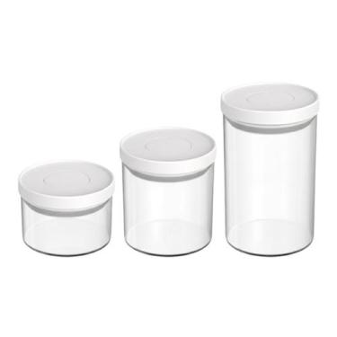 Imagem de Kit 3 Potes Herméticos Vidro 350ml 700ml 1 Litro 3KAM
