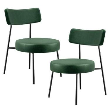 Imagem de Kit 02 Poltronas Base Londres F01 material sintético Verde Musgo - LYA