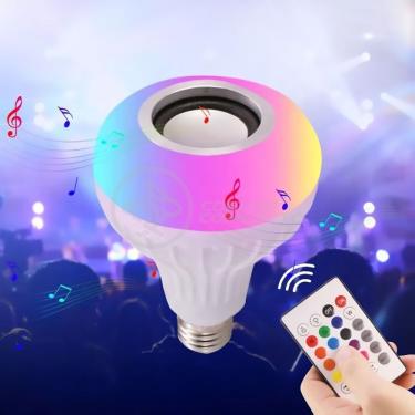 Imagem de Lâmpada Led 12w E27 Rgb Colorida com Caixa de Som Bluetooth Integrada Controle Remoto B...