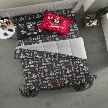 Imagem de Edredom Disney Mickey Jadore Casal 70% Algodão 30% Poliéster Dupla Face Cinza