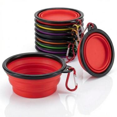 Imagem de Comedouro bebedouro Pet Portátil Retrátil 13cm Silicone 350ml Prático 