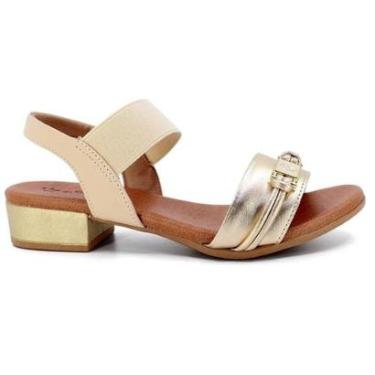 Imagem de Sandália Usaflex Feminina Casual Bico Redondo Couro Fivela Elástico AI2706-Feminino