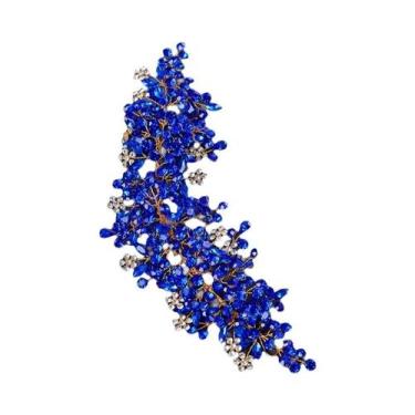 Imagem de Tiara De Cristal Com Pérolas E Strass Azul Para Mulheres, Acessório De