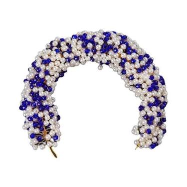 Imagem de Tiara De Cristal Com Pérolas E Strass Azul Para Mulheres, Acessório De