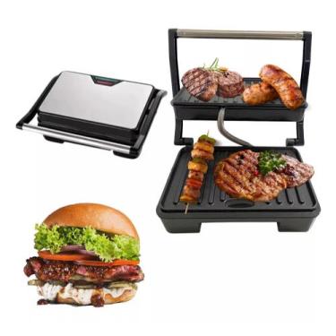 Imagem de Grill Sanduicheira Elétrica Chapa Churrasco Carne Grelhado - Sokany, 1