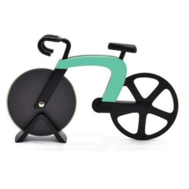 Imagem de Cortador De Pizza Bicicleta Inox Lâmina Aço Verde com Preto - Wincy