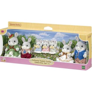 Imagem de Brinquedo Colecionáveis Família dos Coelhos Cauda de Algodão Kit de Ce