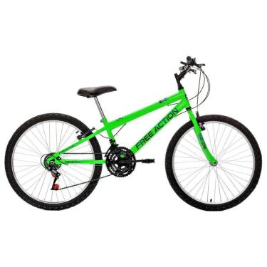 Imagem de Bicicleta Eden Mountain Bike Aro 24 Quadro Aço 18 Marchas V-Brake Verde Kawasaki Free A...