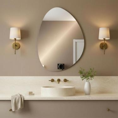 Imagem de Espelho Organico Grande Decorativo Pisa 70x50cm LED GLASS Design Moder