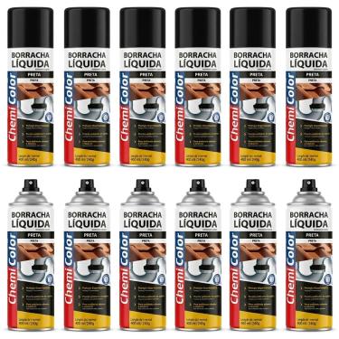 Imagem de Kit com 12un Borracha Líquida Chemicolor Preta 400ml
