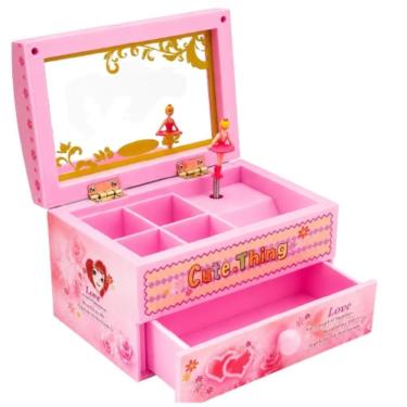 Imagem de Porta-joias Dt0896 com Música e Bailarina Giratória Espelho Interno Rosa Dantas 15CM