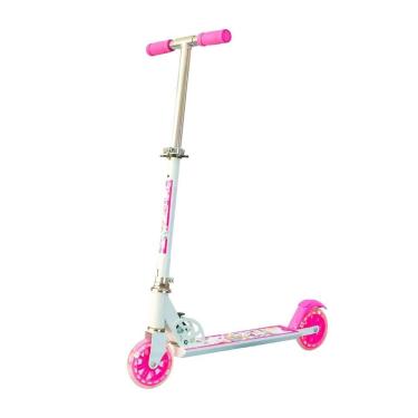 Imagem de Patinete Infantil Travessos Rodas com Brilho Que Acendem ao Girar Guidão Ajustável em 3 Alturas Branca Unik