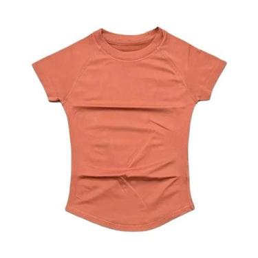 Imagem de Camiseta Esportiva Feminina De Verão Com Manga Curta E Gola Redonda, T