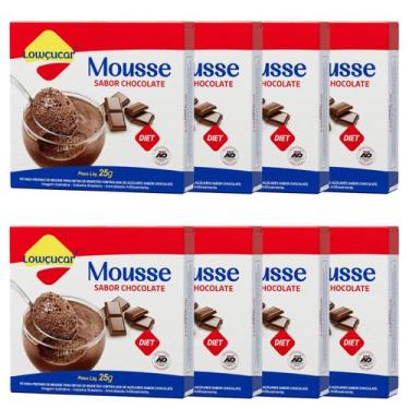 Imagem de Kit 8 Unid. Mousse Lowçucar Zero Açúcares Sabor Chocolate 25g