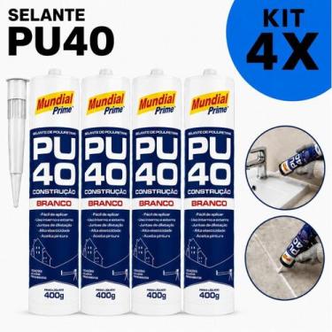 Imagem de Kit 4 Adesivo Selante PU 40 Branco Mundial Prime 400ML, Único